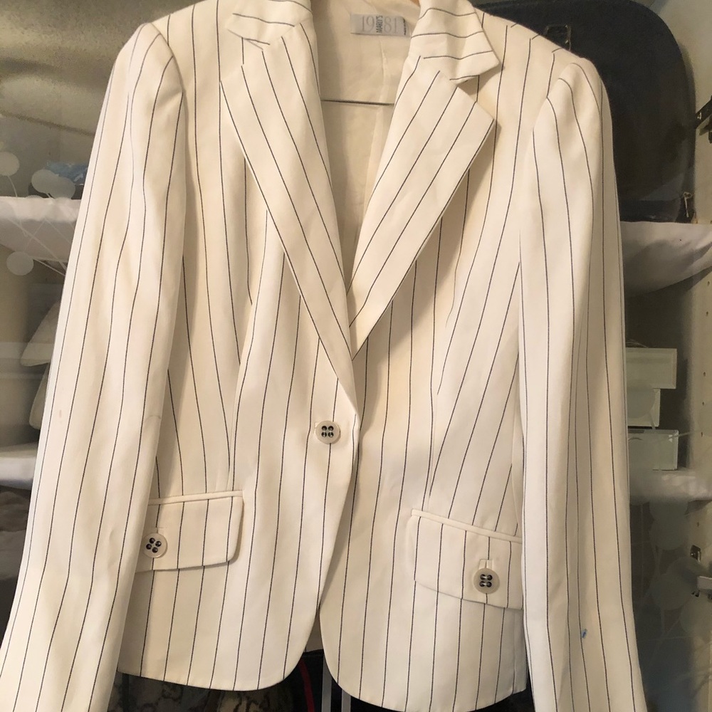 White with Black pin stripe Italian Suit jacket